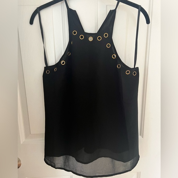 Women’s naked, zebra size small black strapping open shoulder flowing top - Picture 1 of 3